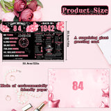 84Th Jumbo Birthday Card With Envelope, Black Pink Retro Birthday Decorations For Women And Men, 84 Year Old Funny Birthday Gifts For Grandma And Grandpa, Back In 1942