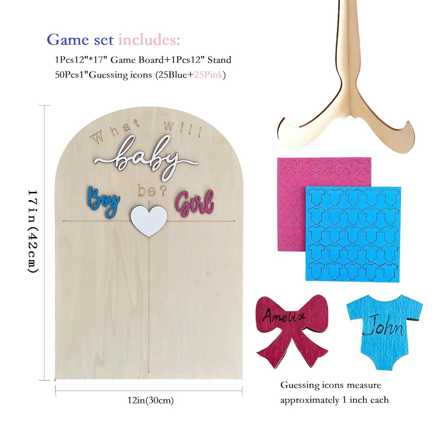 Wooden Baby Gender Reveal Voting Board With Stand, Gender Guessing Game Board,Girl Or Boy Voting Stickers Guessing Gender Reveal Game Idea Board Cast Your Vote Sign,Baby Shower Gender Reveal Ideas