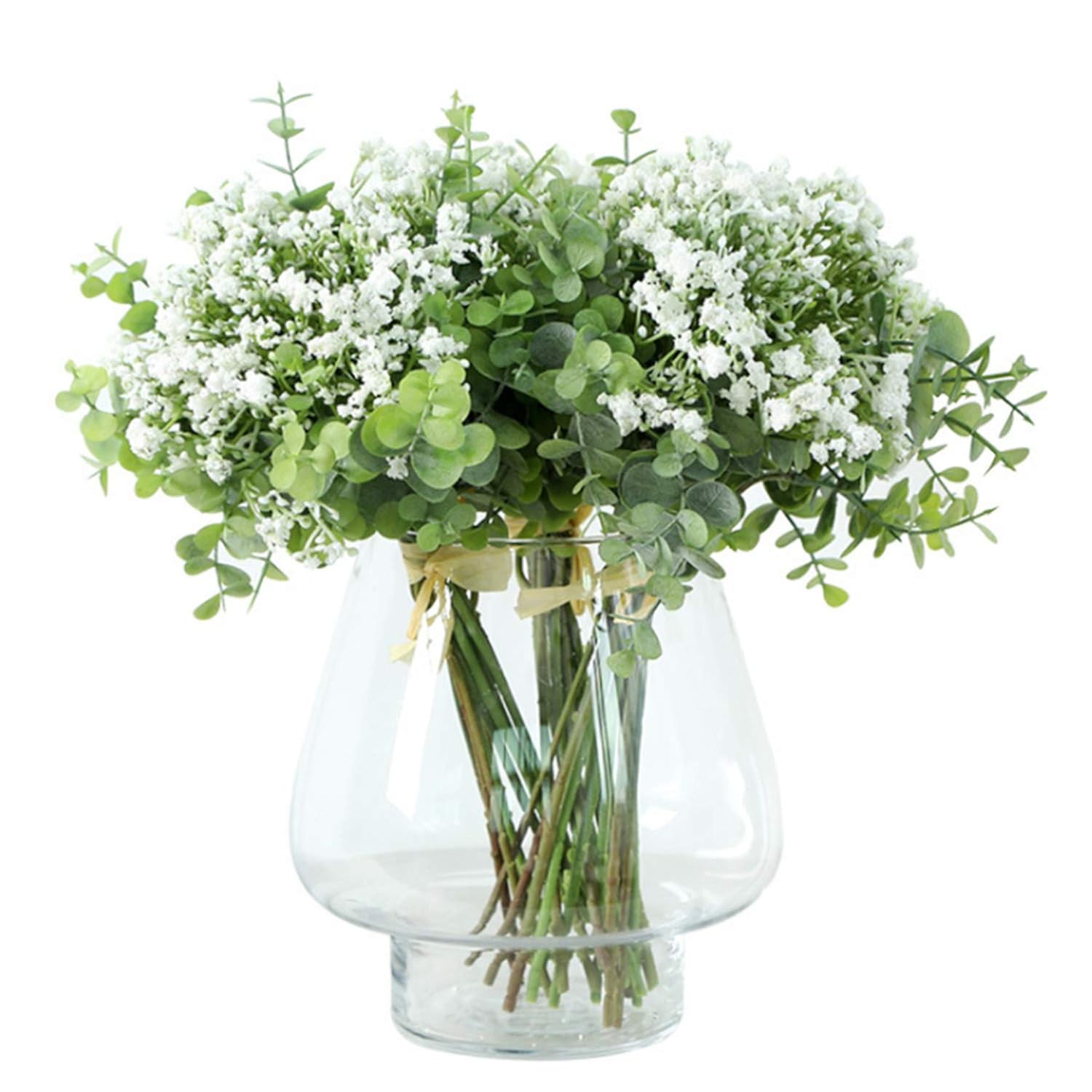 Artificial Flowers Eucalyptus Leaf Babys Breath Gypsophila Bouquets Wedding Party Home Decor,Pack Of 1(White)