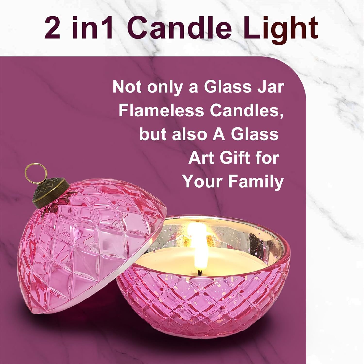 Glass Flameless Led Candles With Flickering Light, Battery Operated Jar Candles For Wedding Birthday Mothers Day Christmas Gifts For Mom Women Wife Grandma Home Decor