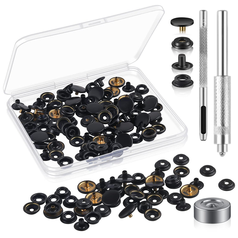 200Pieces (50Sets) 15Mm Snap Fastener Kit Tool Snap Button Kit Snaps F