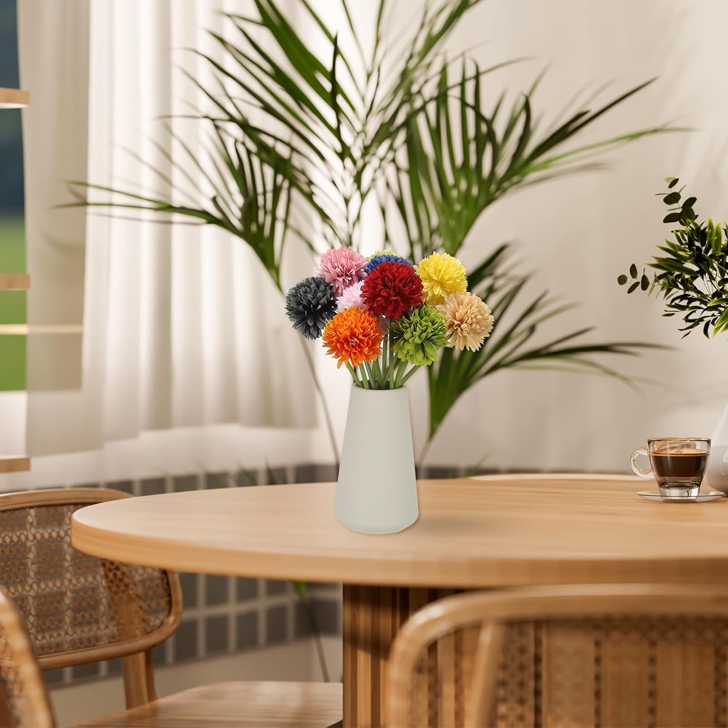 uxcell 12 Pcs Artificial Chrysanthemums Fake Flowers, Faux Silk Artificial Flowers for Outdoors Indoor Wedding Table Centerpiece Home Decor, Orange