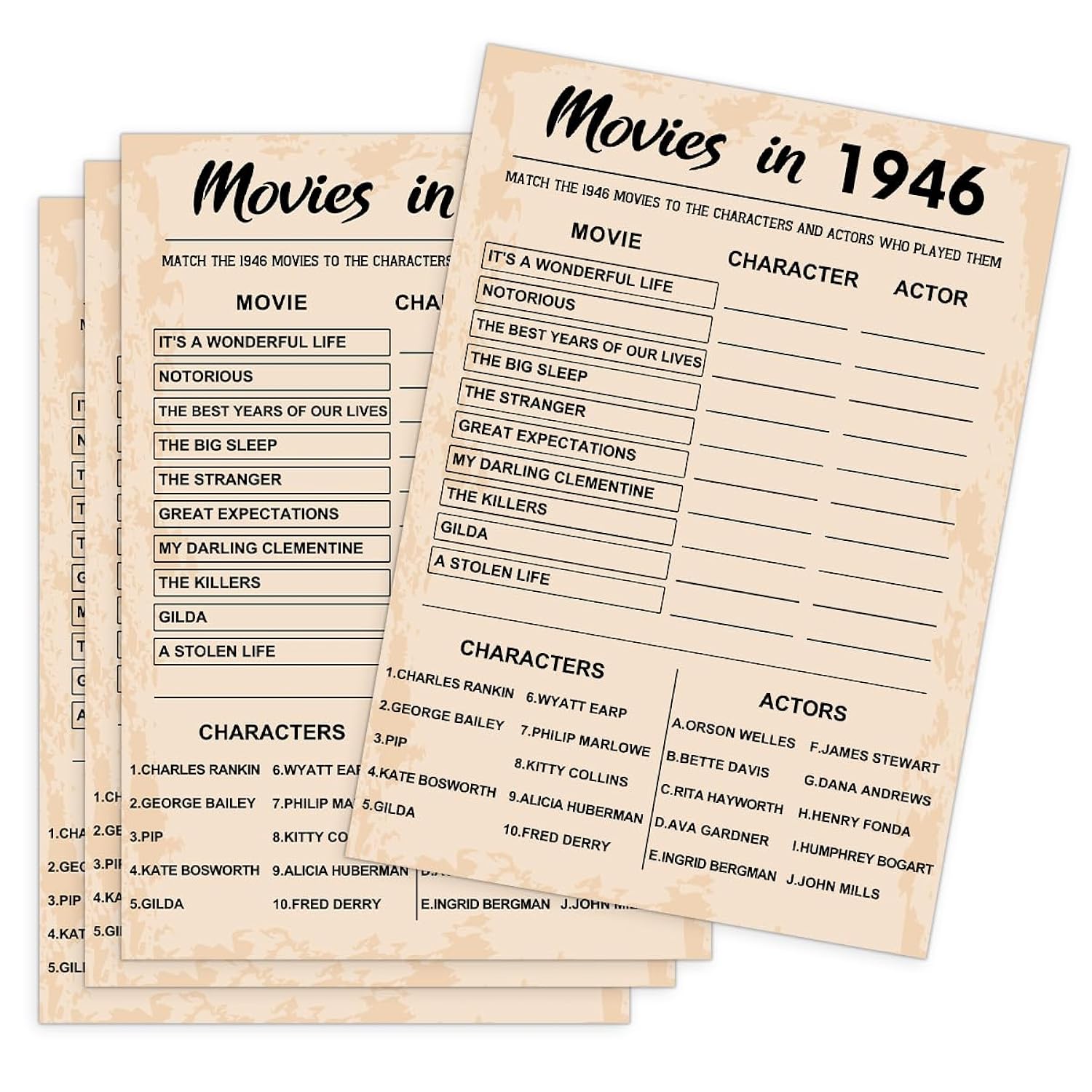 80Th Birthday Party Games, Movies Of 1946 Games, Birthday Party Supplies For Adults, Fun 1946S Party Game?Pack Of 30 Cards