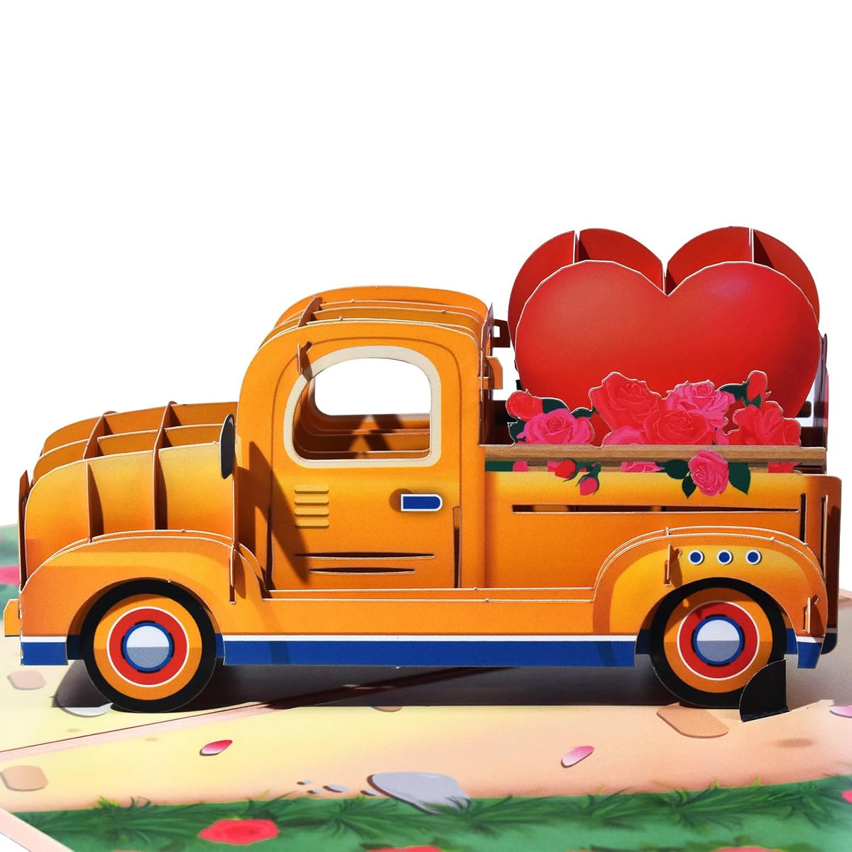 Car-Mounted Hearts Pop Up Greeting Card With Blank Note Card & Envelope, Ideal Gift For Celebrating Love, Holiday, Birthday, Anniversary, Valentine'S Day, Wedding, Engagement, Bridal Shower