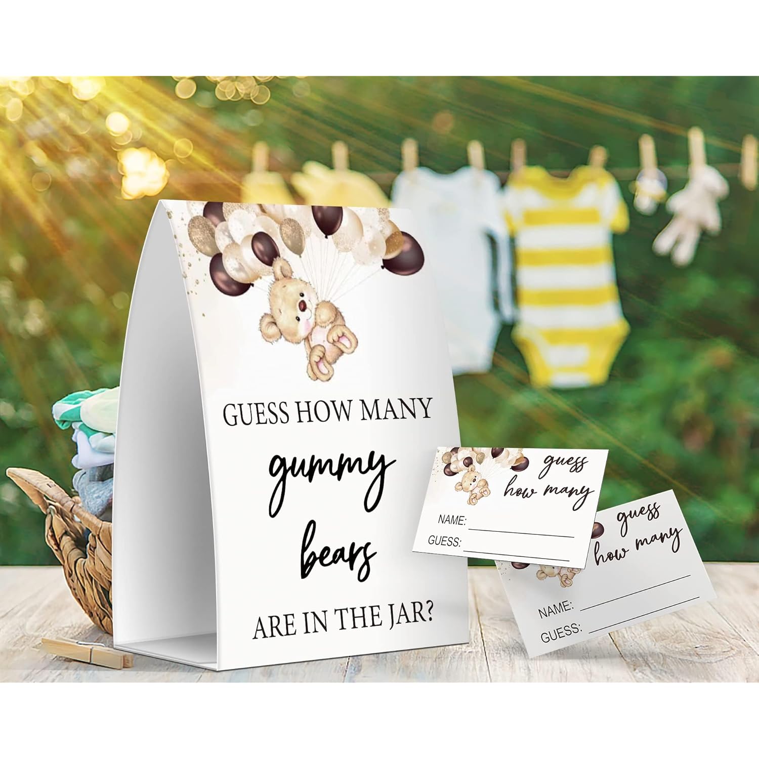 How Many Gummy Bears Are In The Jar, Gummy Bears Baby Shower Games, Gummy Bears Theme Baby Shower - One Sign And 50 Cards (Ges10)