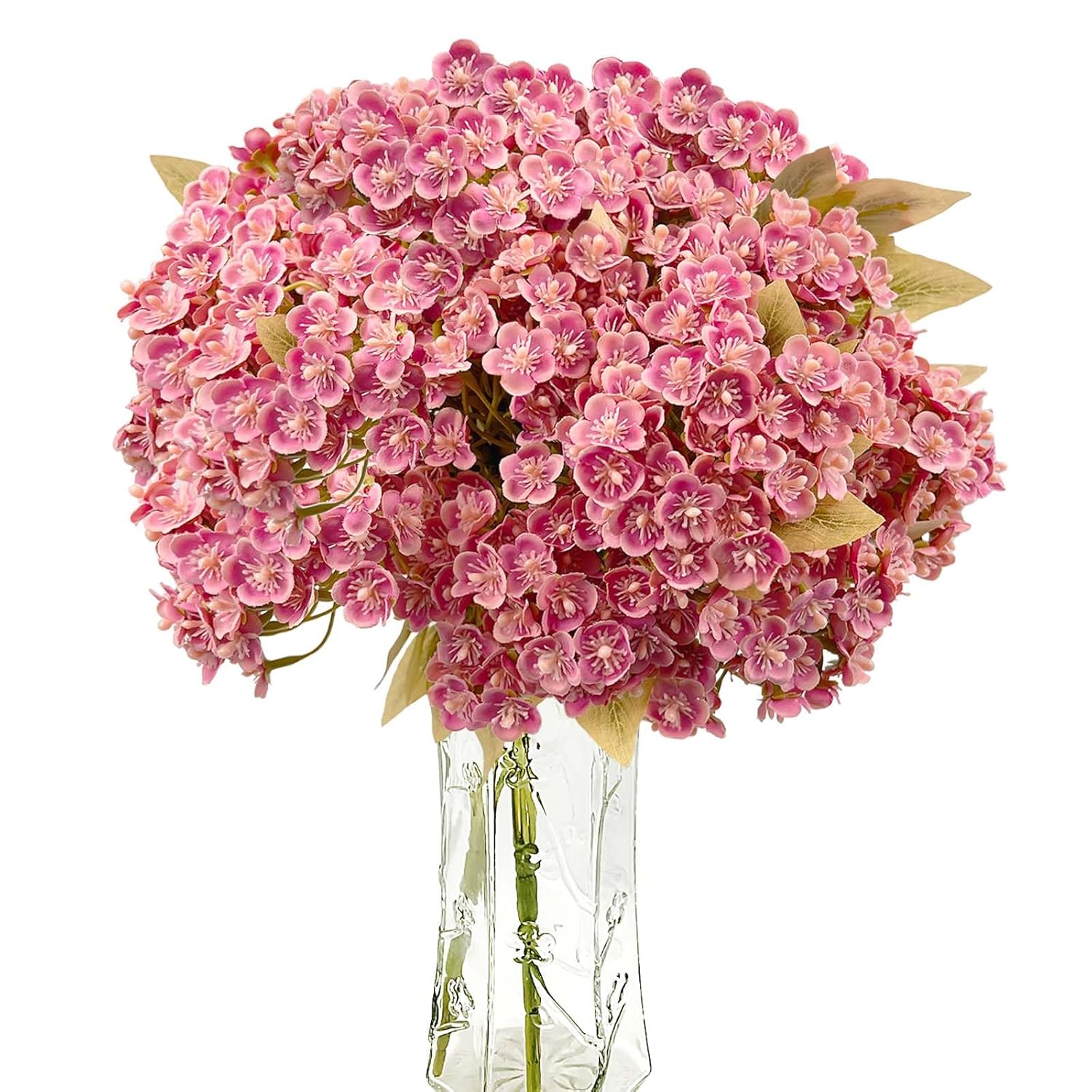 588Pcs Bulk Mini Pink Hydrangea Artificial Flowers Heads, Real Touch Faux Hydrangea Stems With Leaves For Diy Wedding Floral Arrangements, Home Office Decor, Vase Fillers
