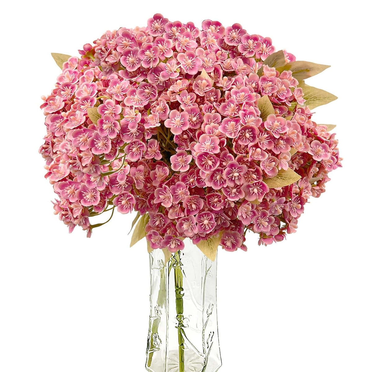588Pcs Bulk Mini Pink Hydrangea Artificial Flowers Heads, Real Touch Faux Hydrangea Stems With Leaves For Diy Wedding Floral Arrangements, Home Office Decor, Vase Fillers