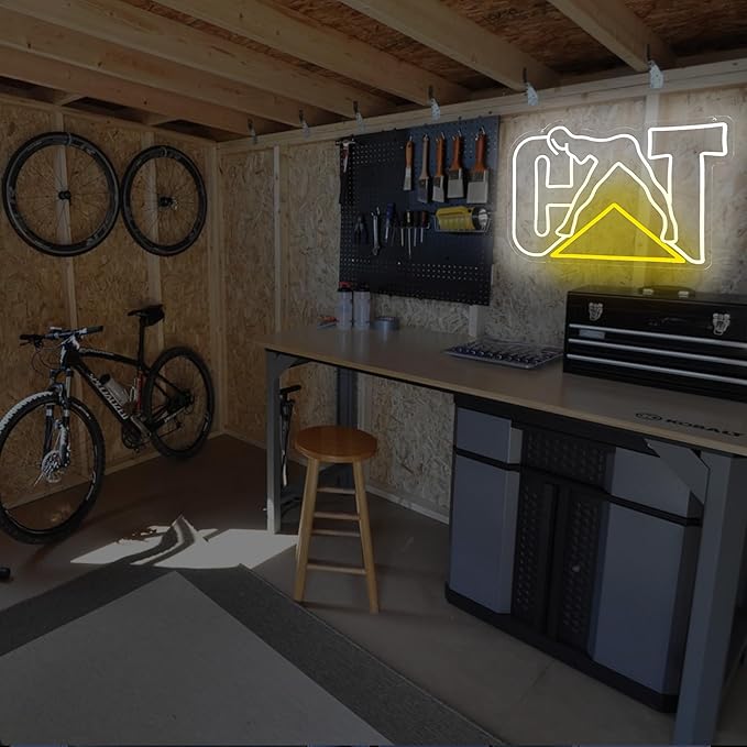 Garage LED Neon Sign Bold Industrial Wall Light for Man Cave Workshop Mechanic Room Decor