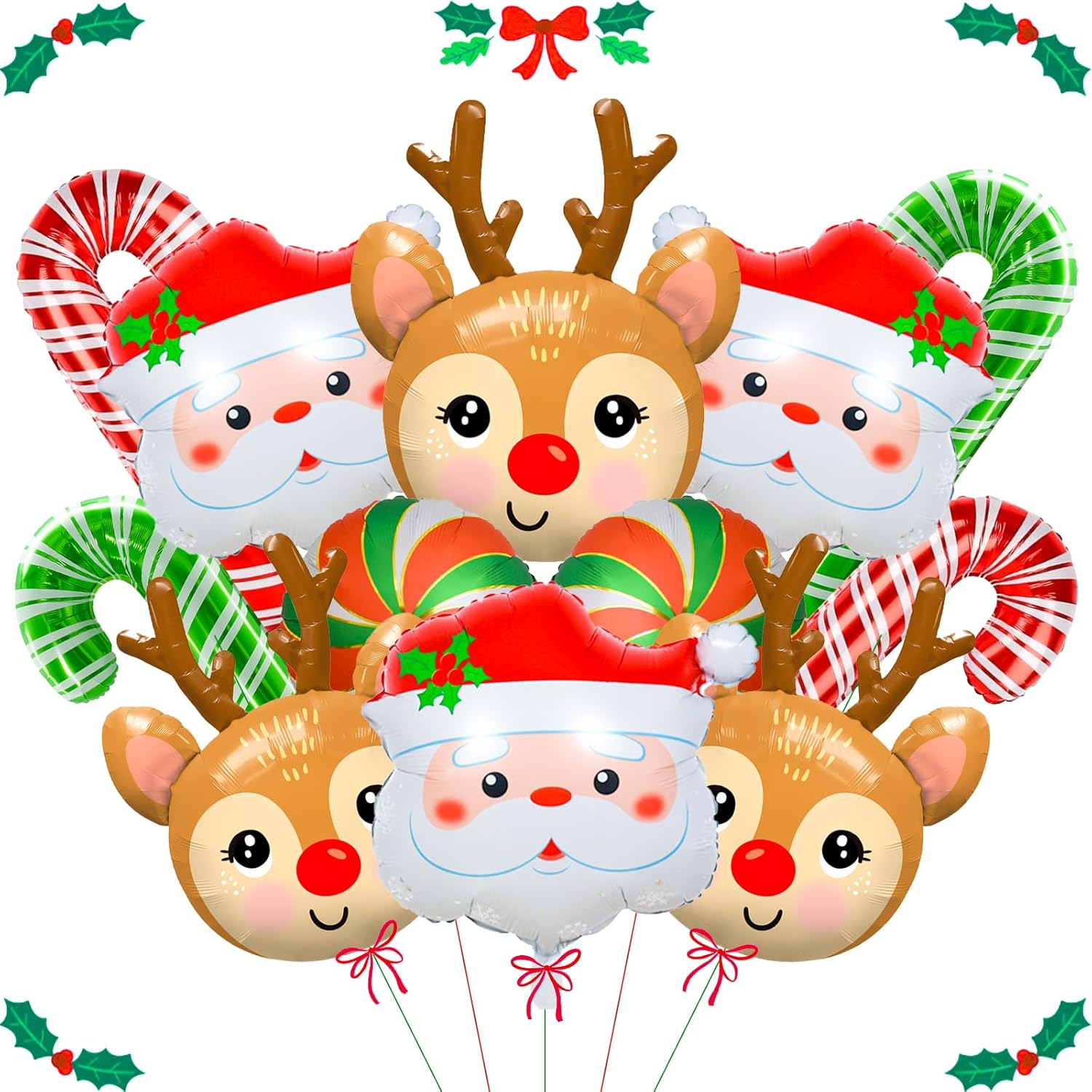 Santa Claus Foil Party Balloons, Merry Christmas Balloons, Elk Christmas Ballons For New Year Eve Holiday Festival Birthday Party Decorations (Elk & Santa Claus)