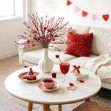 6 Pieces Artificial Berry Flower Stems Heart Shaped Berry Picks Valentines Day Gifts For Valentines Day Wedding Home Decor (Red)