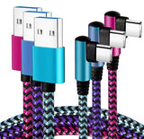 3 Pack 6FT Right Angle USB C Fast Charging Cable 2.1A Nylon Braided Type C Charger for Samsung Galaxy
