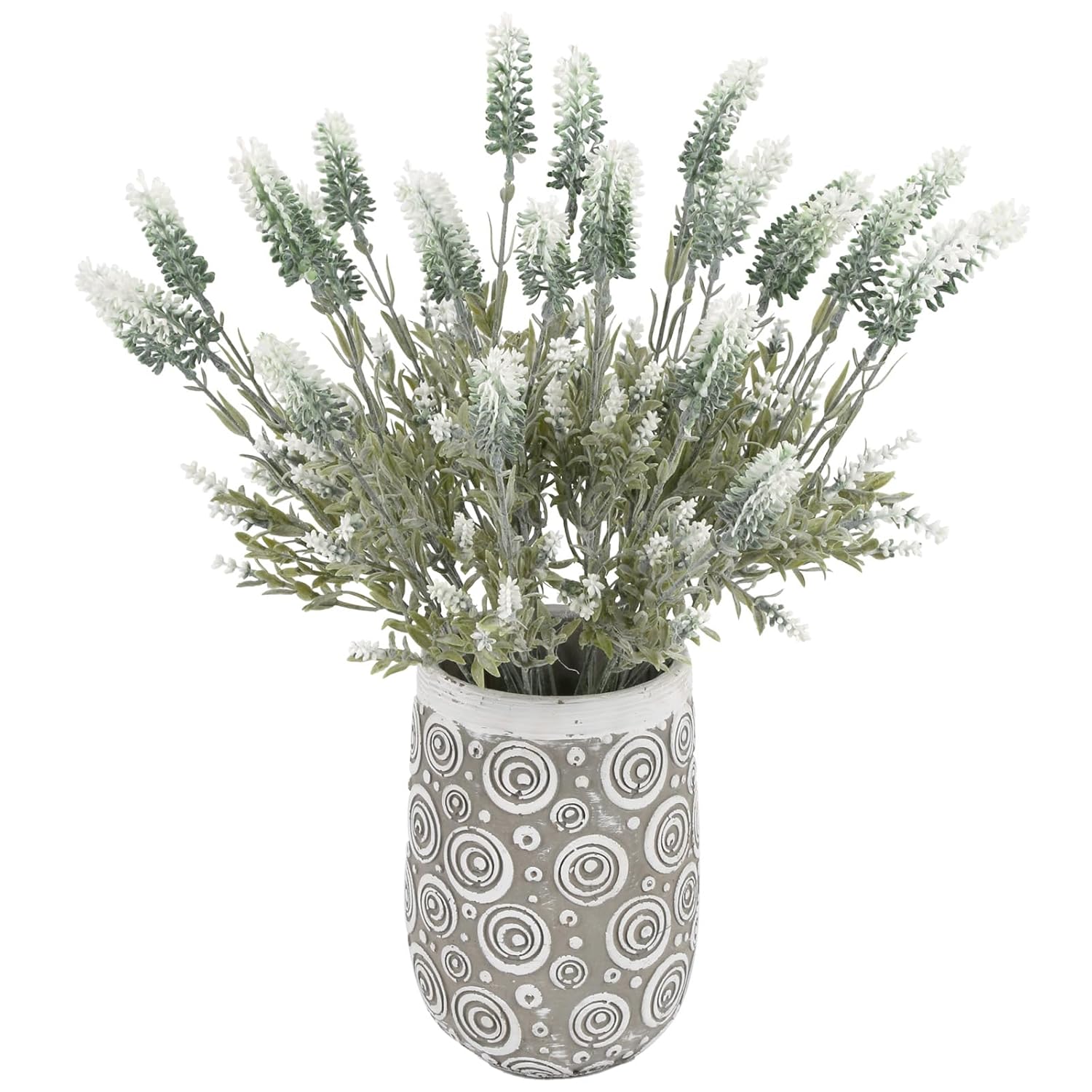 Artificial Lavender Stems 5 Bundles Fake Lavender 18.11" Artificial Flowers With Stems For Home Decor Indoor Outdoor Wedding Centerpieces Floral Arrangement (White)