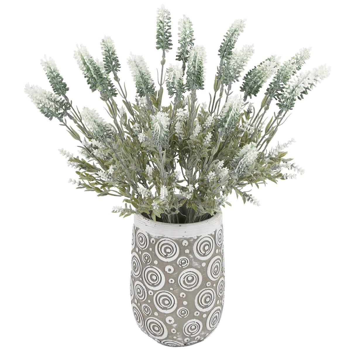 Artificial Lavender Stems 5 Bundles Fake Lavender 18.11" Artificial Flowers With Stems For Home Decor Indoor Outdoor Wedding Centerpieces Floral Arrangement (White)