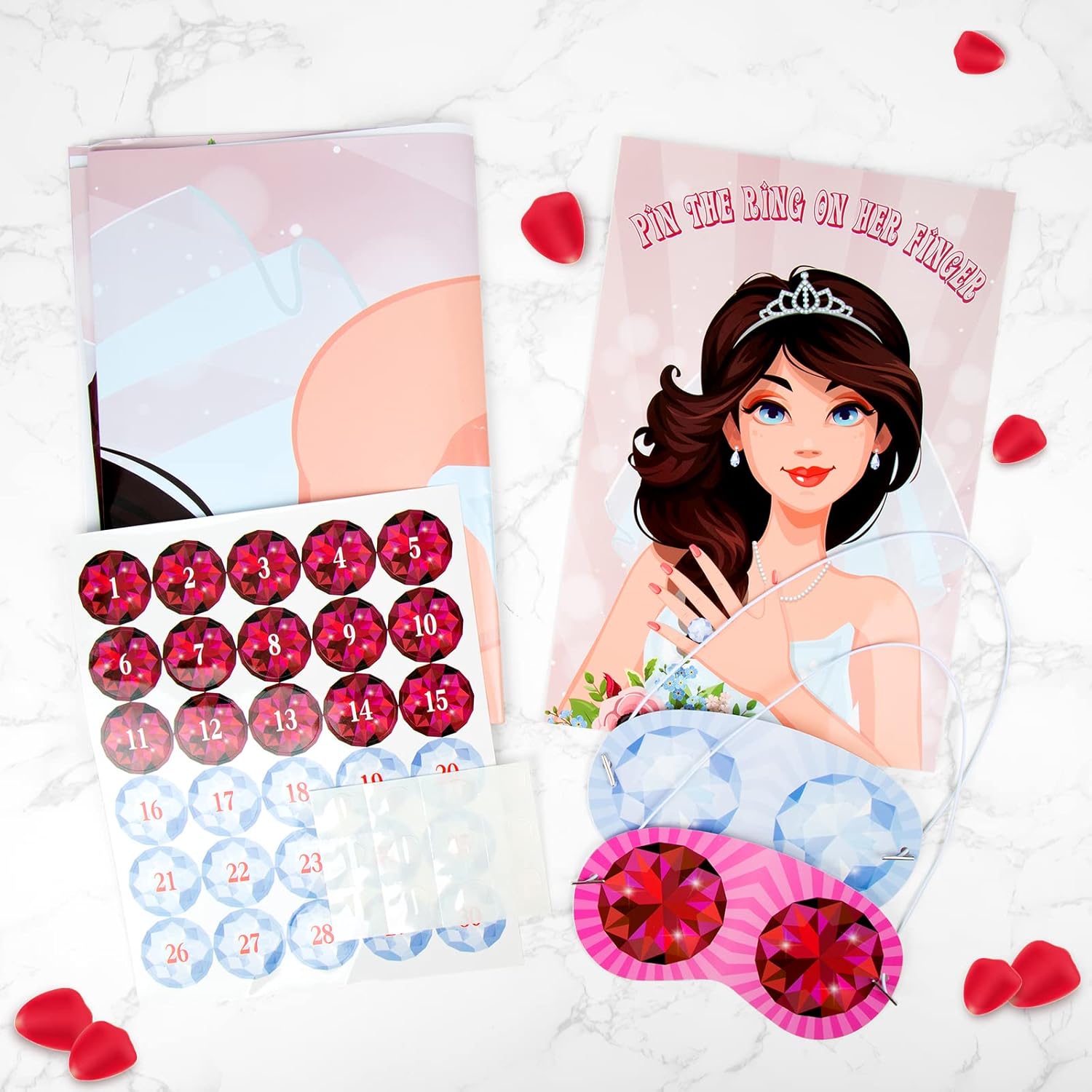 Pin The Ring On The Bride, Bridal Shower Hen Party Bachelorette Party Girls Game Bride To Be Pin Game Party Supplies