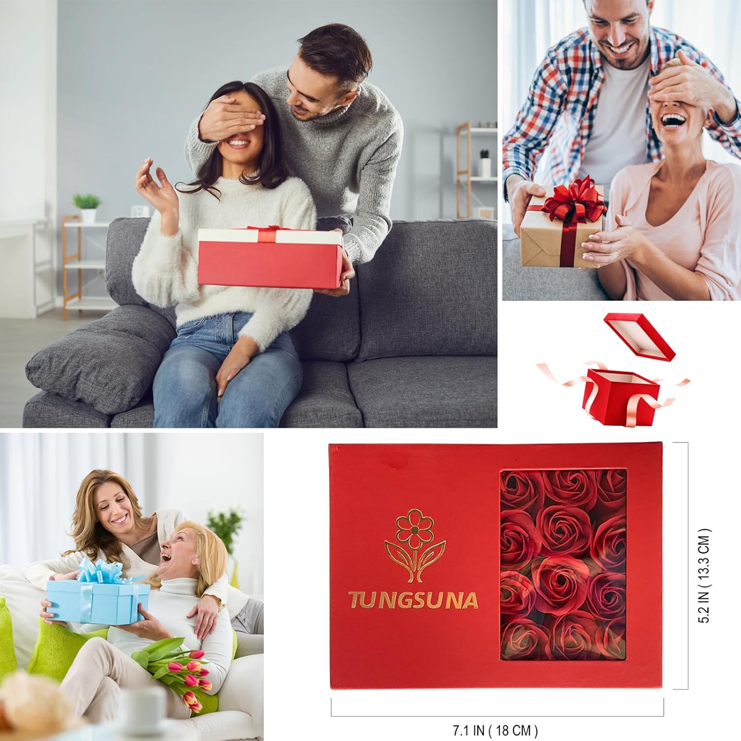 Mothers Day Gift For Mom Grandma Roses Flowers With Blind Box Pearl Necklace For Valentine'S Gift For Her, Girlfreind, Wife, Women, Artificial Flower Preserved Roses For Delivery, Birthday Gifts For Her Red