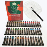 Professional Acrylic Paint Sets, 48 Colors 12Ml/0.41 Fl.Oz Art Paint Tubes With 3Pcs Brush + Palette,Heavy Body Acrylic Paints For Artists Adults,Beginners On Canvas Rocks Wood Fabric Craft