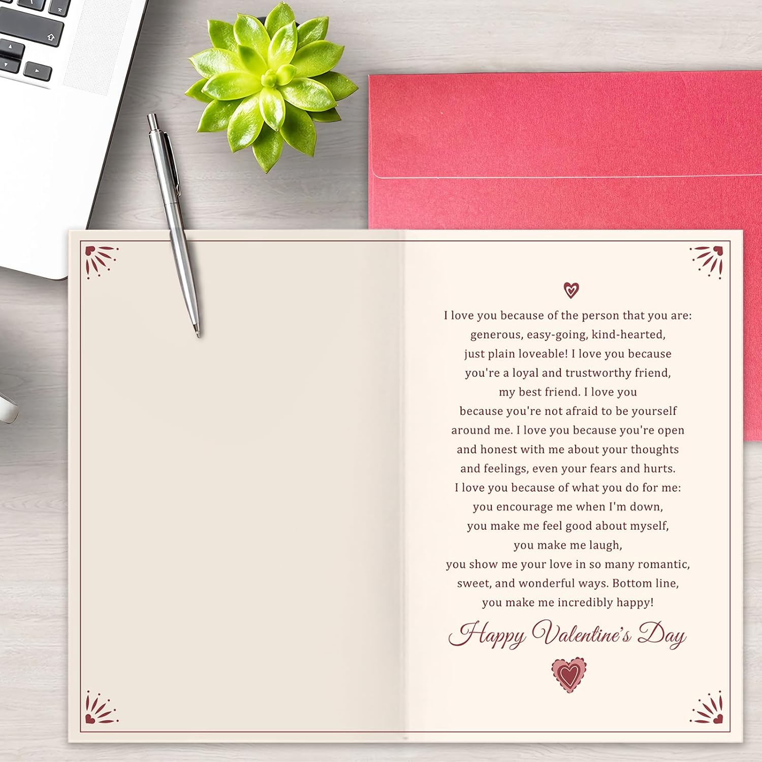 Romantic Valentine'S Day Card For Wife, Heartfelt Love Greeting Card For Her, Valentines Gift From Husband, To My Wife On Valentine'S Day