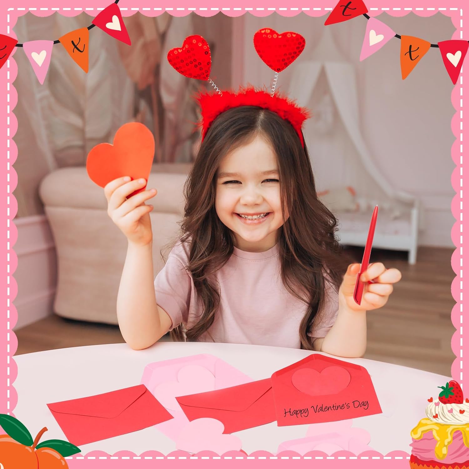 240 Pack Valentine‘S Day Mini Envelopes With Blank Heart Shaped Business Cards 2.9X4.3 Inch Red Pink Small Enclosure Card For Valentine‘S Day And Anniversary