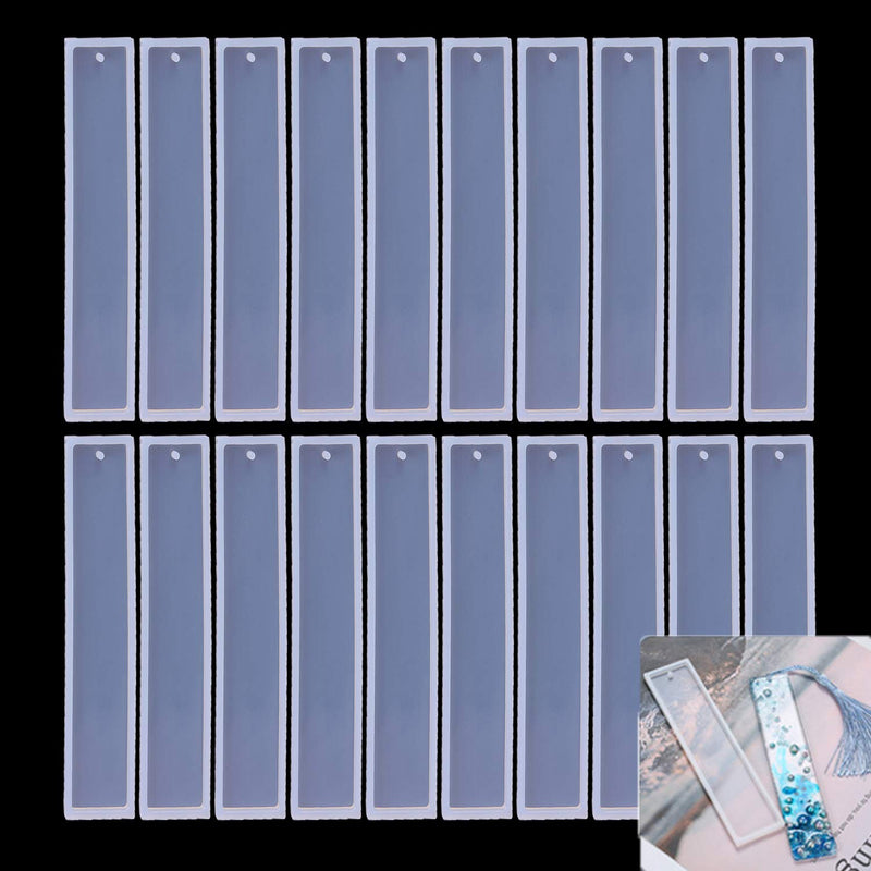 20 Pack Rectangle Silicone Bookmark Mold, Diy Bookmark Mould Making Epoxy Resin Jewelry Diy Craft Transparent Resin Mould Student Gift, 5.5 Inch