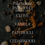 Palo Santo Patchouli Candle - Soy Clove, Vanilla, Patchouli, Cedarwood Scented Spa Candle For Home - 15Oz Tan Matte Jar, 70+ Hour Burn Time, Made In The Usa