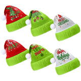 6 Pcs Christmas Santa Hat Elf Christmas Classic Santa Cap Red And Green Unisex Velvet Hat With Fur Trim For Adult Men Women Costume Xmas Holiday Party Gifts
