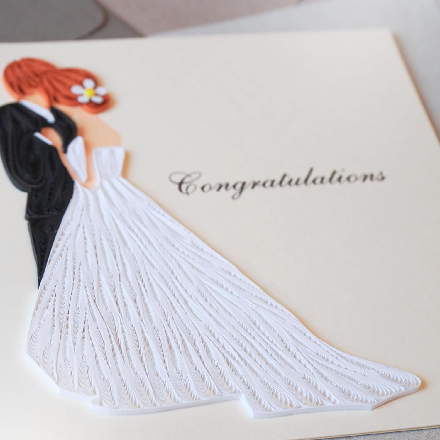 Unique Quilling Card – Wedding Couple Design | Handmade Greeting Card For Wedding, Anniversary, Engagement, Congratulations, Friends & Loved Ones