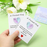2 Pack Pocket Hug Heart With Greeting Card, Pocket Hug Token Love Cards Cute A Little Resin Heart Shape Bulk For Friends Long Distance Relationship Gifts, Blue Purple