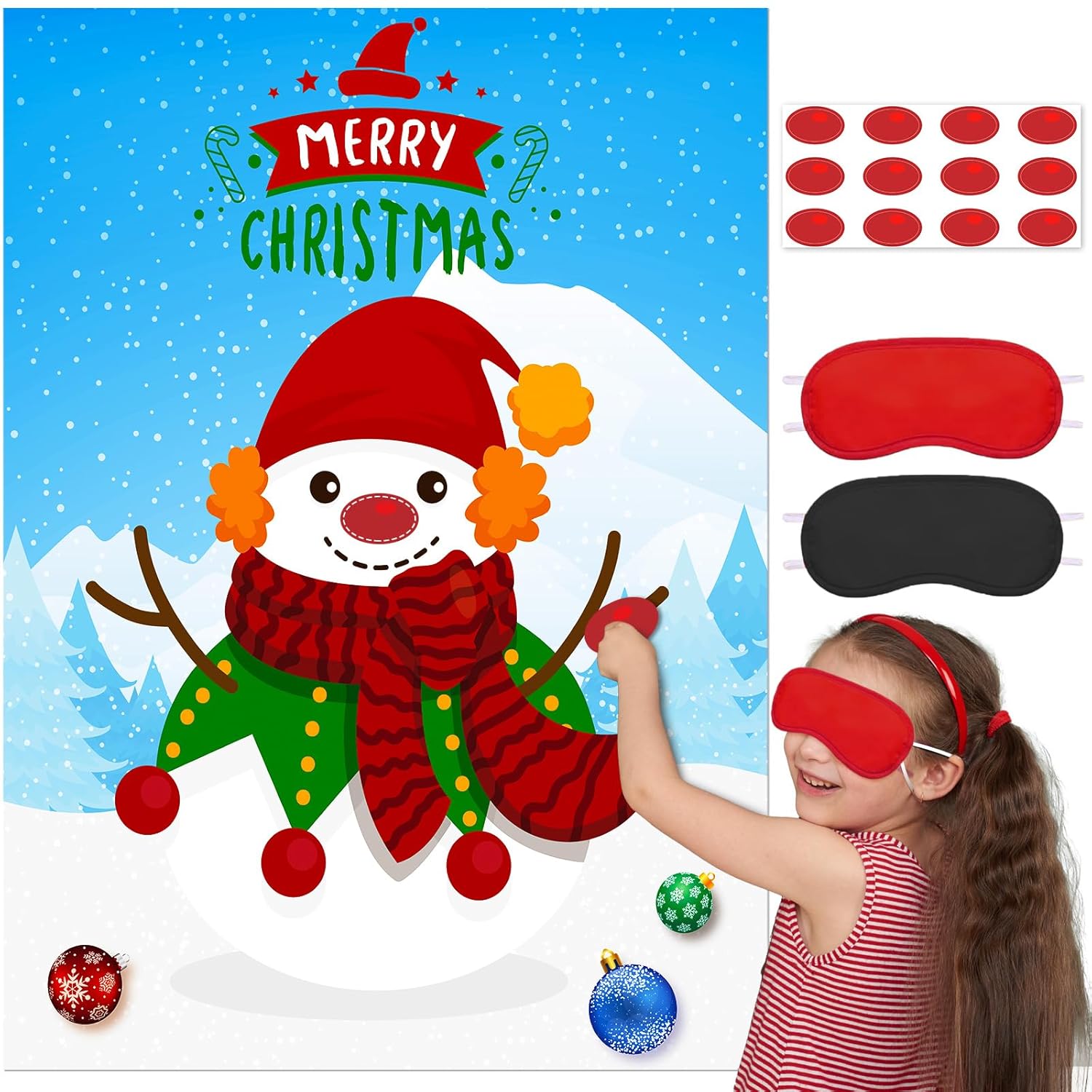 Christmas Games, Pin The Nose On The Snowman Christmas Party Games For Families Activities, Christmas Stickers For Kids Adults Christmas Party Decorations Gifts Supplies