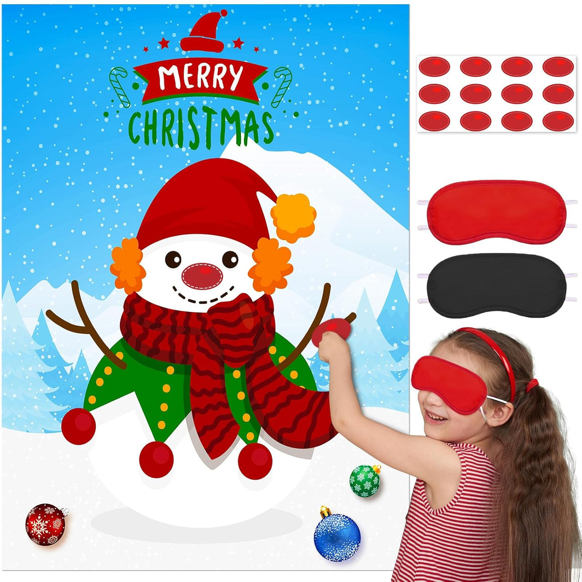Christmas Games, Pin The Nose On The Snowman Christmas Party Games For Families Activities, Christmas Stickers For Kids Adults Christmas Party Decorations Gifts Supplies