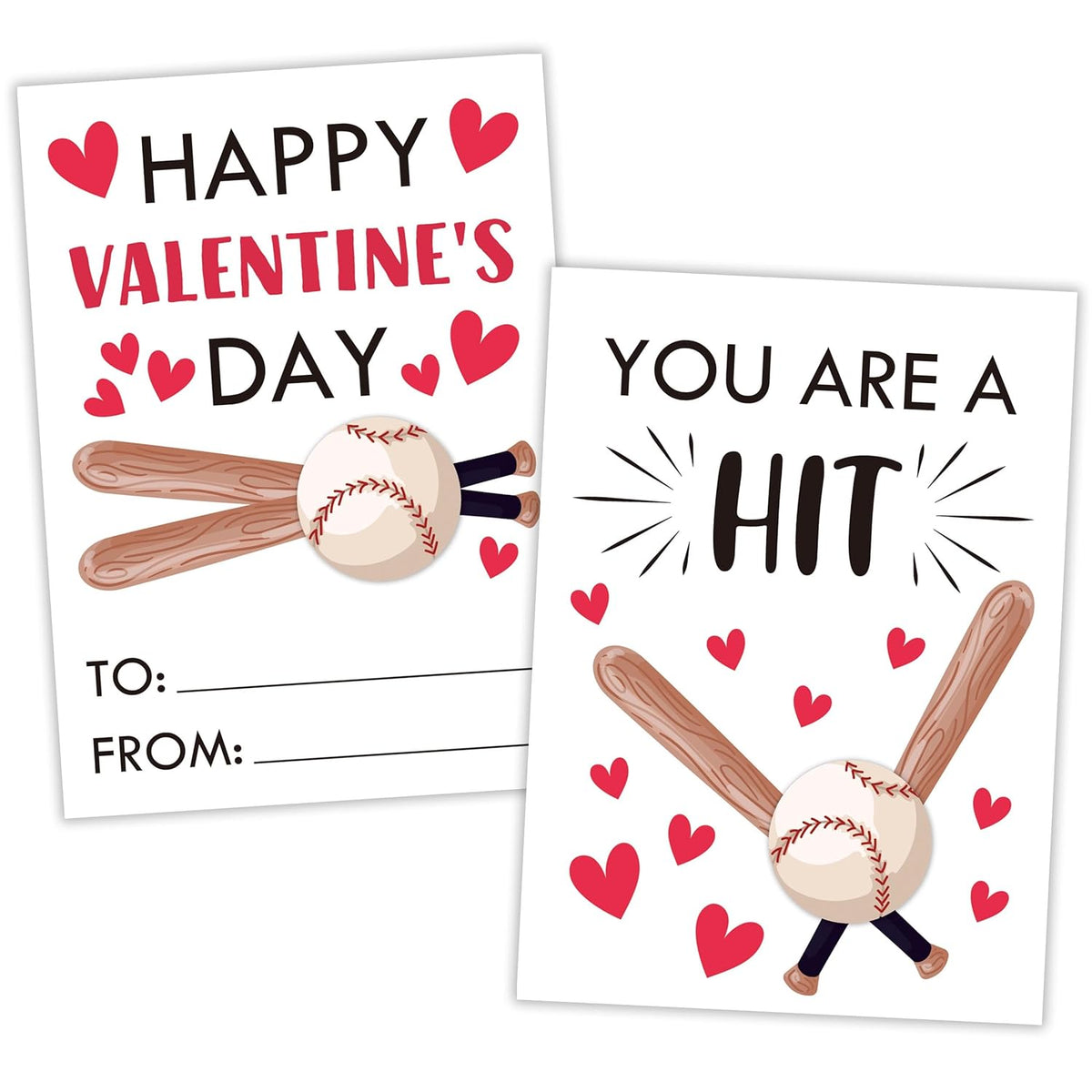 Greetings Valentine'S Day Cards, 30 Sports Baseball Valentine'S Classroom School Exchange Cards For Girls Boys Party Favors