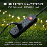 Outdoor Weatherproof Power Strip IPX6 Waterproof 3 Outlets 6 Ft Heavy Duty Cord