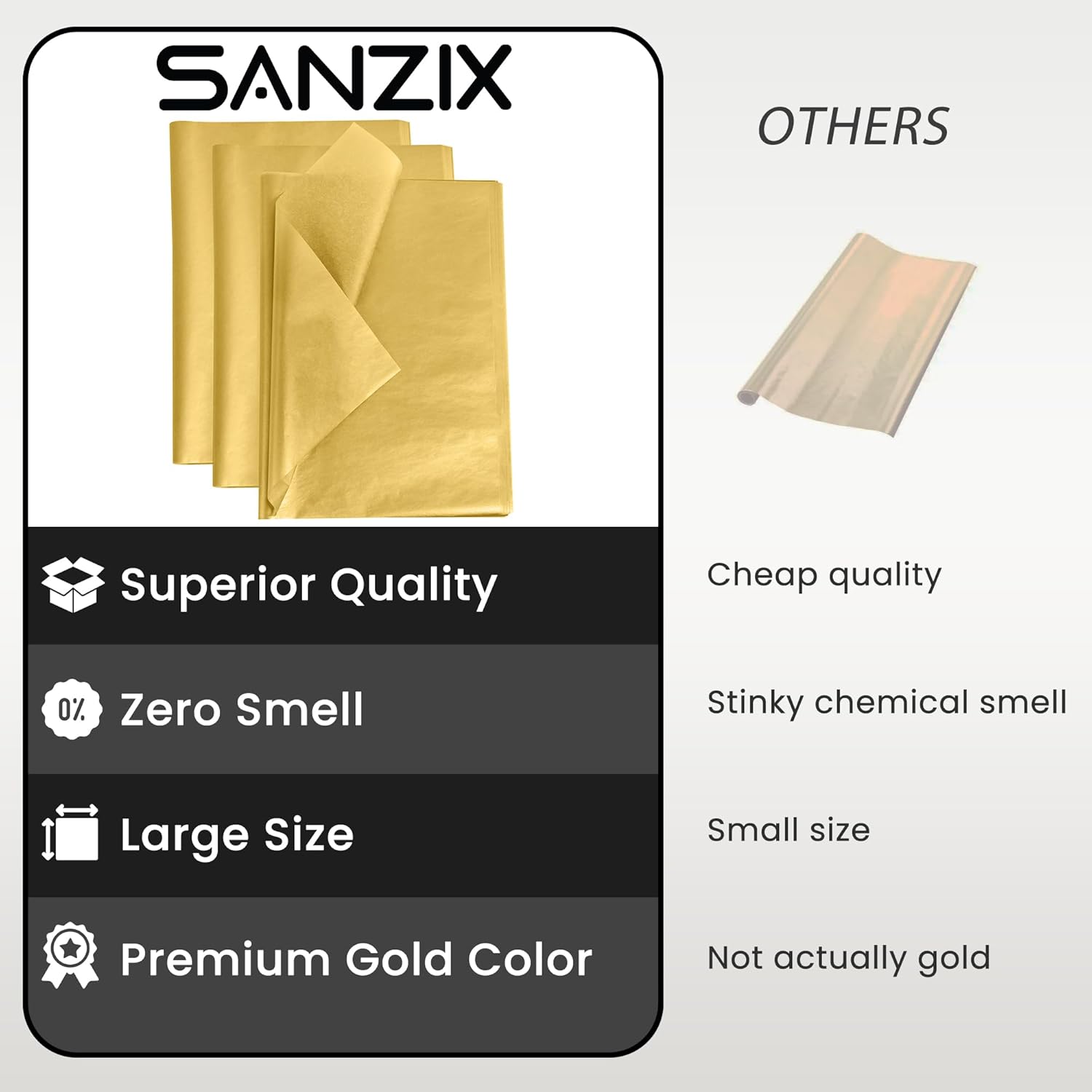 120 Sheets Metallic Gold Tissue Paper For Gift Bags 14" X 20" - Gift Wrapping Tissue For Christmas Gifts, Party & Wedding Decorations - Christmas Wrapping Paper For Holiday Xmas Décor