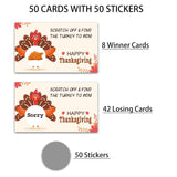 Happy Thanksgiving Scratch Off Game Cards, Pumpkin Lottery Raffle Tickets, Fall Festival Party Activities & Decorations, Autumn Harvest Games Ideas (50 Pack)-03