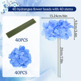 40 Pcs Blue Hydrangea Artificial Flowers Bulk, Silk Hydrangea Heads With Stems, Faux Hydrangeas Flowers Heads, Light Blue Artificial Flowerss Headss For Wedding Centerpieces, Party Decoration