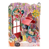 SANTORO Swing Card, 3D Pop Up Greeting Card - Florist And Flower Cart - For Her, For Mom, Birthday, Mother's Day