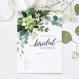 Lush Greenery Fill In The Blank Bridal Shower Invitation / 25 Floral Bridal Shower Invitations With Envelopes / 5" X 7" Bride To Be Flat Invite Cards/Made In The Usa