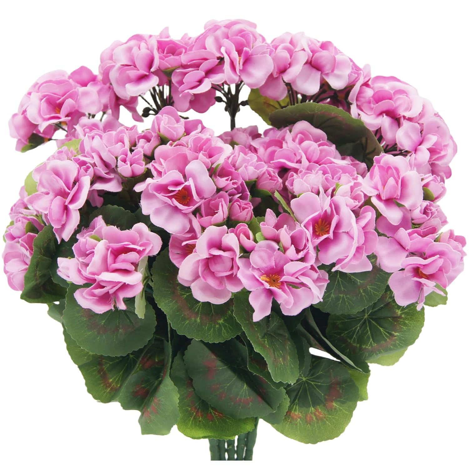 5Pcs Artificial Geranium Silk Flowers For Outdoors Uv Resistant Bush Faux Flowers For Floral Home Decor Garden Patio Windowbox Grave Cemetary Vase Table Centerpiece(Purplepink)