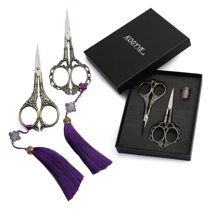 2 Pairs Embroidery Scissors Set, Sewing Scissors Stainless Steel, Vint