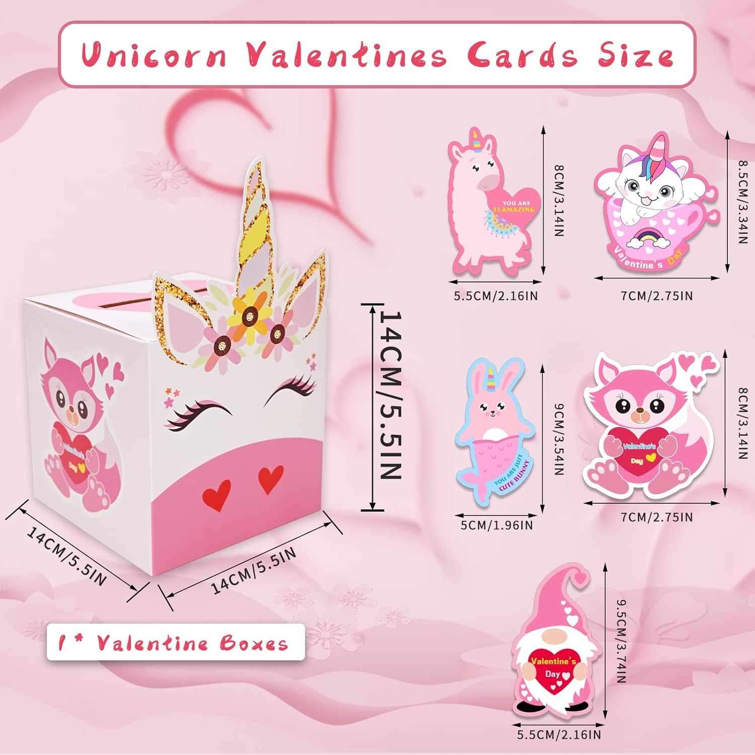 Valentine Boxes 33 Pieces Unicorn Valentines Day Cards And Valentine Mailbox For Classroom Exchange Party Supplies (1 Unicorn Mailbox, 32 Valentine Cards, 1 Teacher Card) (Style B)