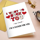 Dirty Valentine'S Day Card Gift For Husband Boyfriend Fiance, Funny Rude Birthday Card For Men, Naughty Anniversary Cards For Him, I Want To Suck You Cards