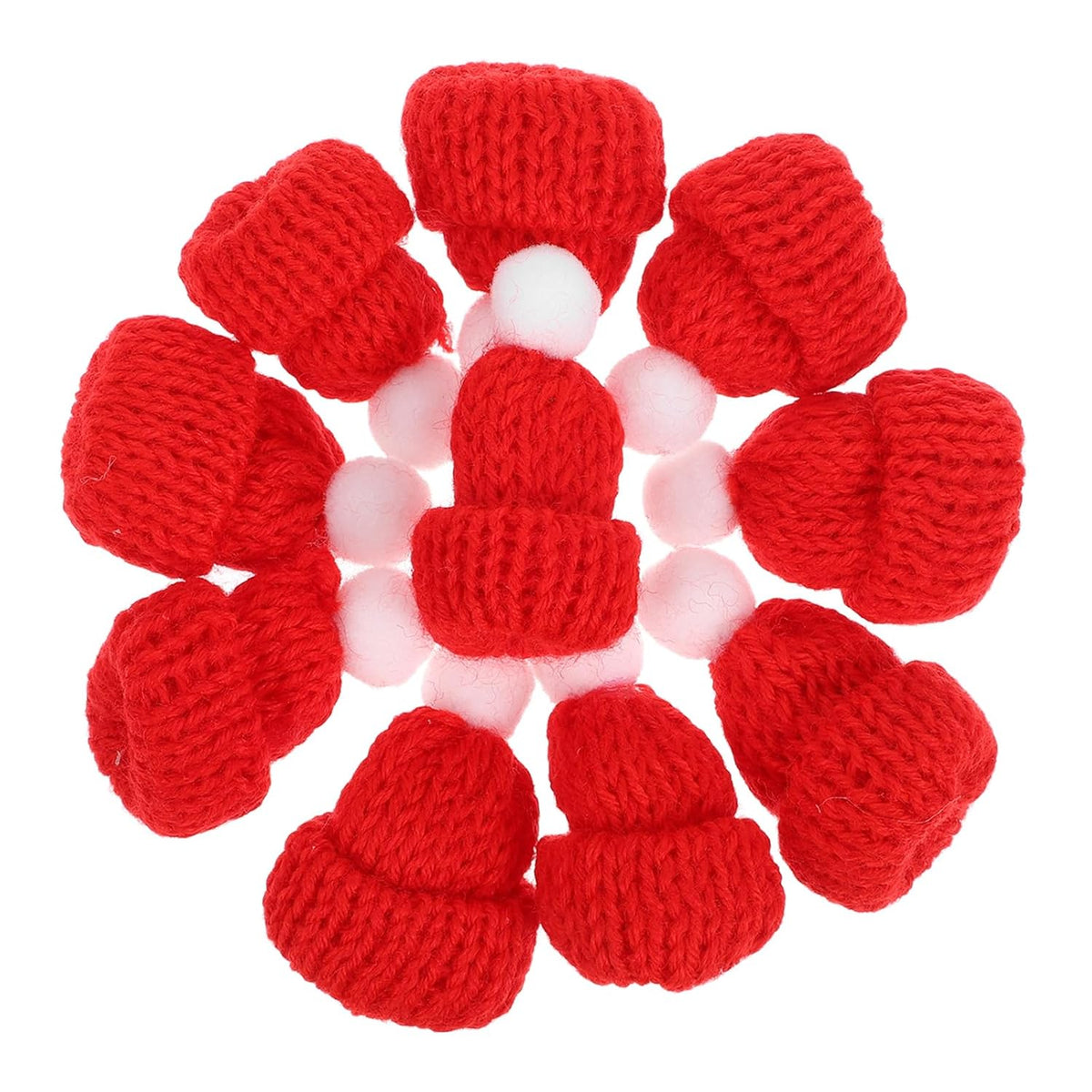 10Pcs Christmas Knit Hat Mini Santa Hats Christmas Tree Ornaments Diy Craft Red