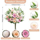 8Pcs Fake Peonies Pink Flowers Artificial Mixed Sunflowers White Roses 13 Inch Silk Flower Arrangements For Wedding Party Home Dining Table Centerpiece Decor Cemetery
