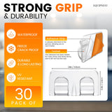 Heavy Duty Hooks For Outdoor String Lights-30 Pcs Waterproof Adhesive Clips For Hanging Christmas Lights - Clear Cord Holders For Outdoor Use With Uv-Resistant Sticky Strips