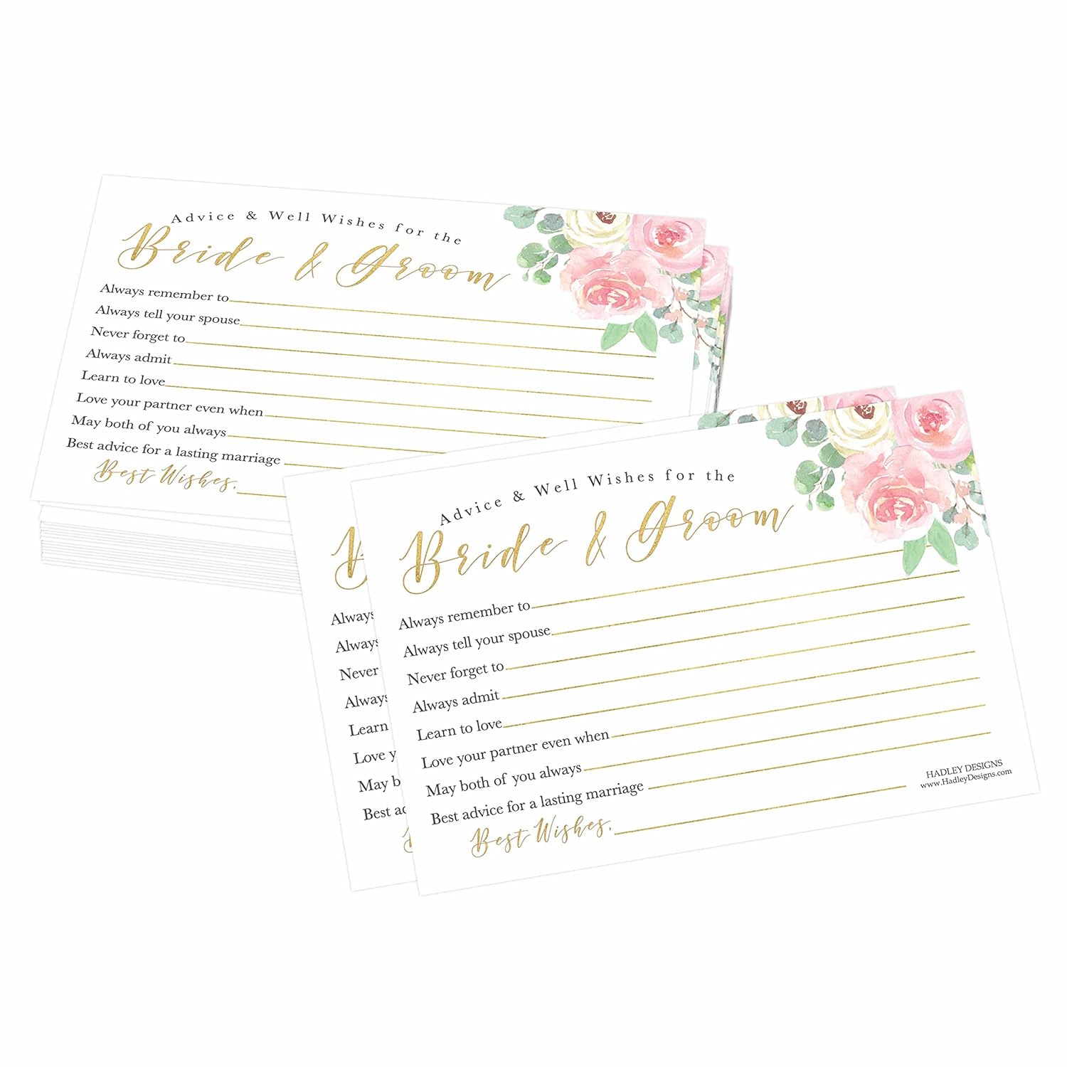Floral Advice For The Bride-50 Bridal Shower Games For Guests, Wedding Advice Cards For Bride & Groom, Wedding Games, Wedding Guest Book Alternative, Wedding Card Boxes For Reception