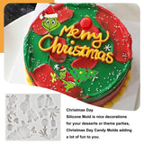 Merry Christmas Fondant Molds Funny Cartoon Character Silicone Molds Green Hand Resin Molds Xmas Tree Gift Cake Decorating Molds For Cupcake Topper Polymer Clay Gum Paste Set Of 2, Gray