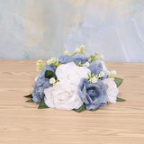 2Pcs Flower Ball Arrangement Bouquet 9.5 Inch Diameter Dusty Blue Fake Flowers Roses Balls For Centerpieces Tables Artificial Rose Arrangements For Wedding Centerpiece Table Decorations
