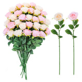 32 Pcs Champagne Pink Artificial Flowers Roses Fake, Silk Flowers With Stems For Diy Wedding Gothic Bridal Shower Centerpieces Arrangements Tables Decorations