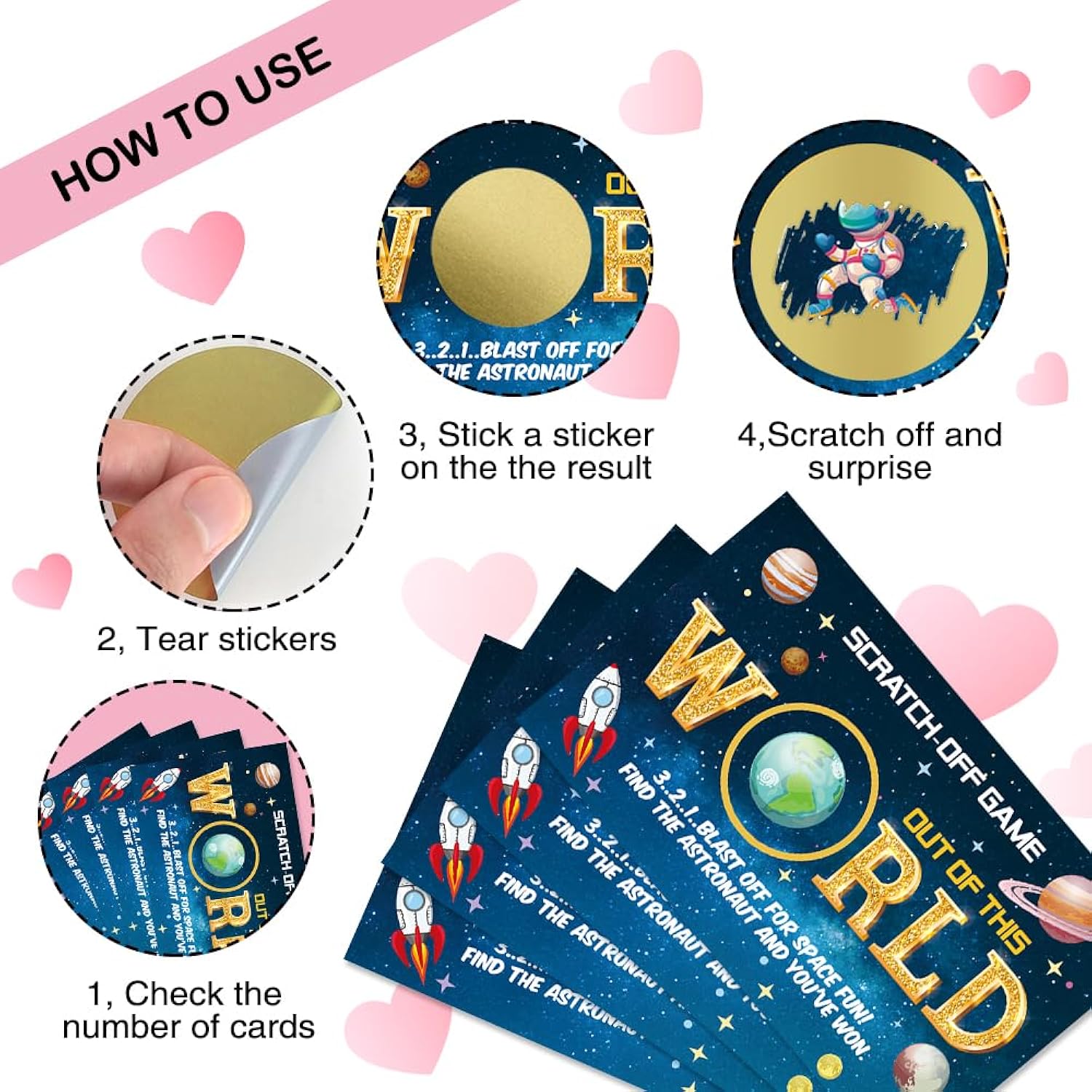 50 Psc Out Of This World Scratch Off Cards, Funny Outer Space Theme Scratch Cards For Birthday Baby Shower Party, Lottery Group Reveal Games Activity Supplies, Galaxy Theme Party Supplies