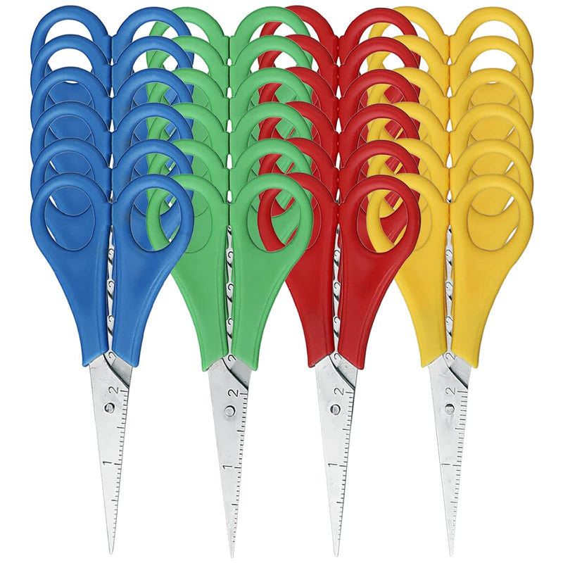 Kids Scissors 24 Count Pointed Kids Scissors With Stainless Steel Rule