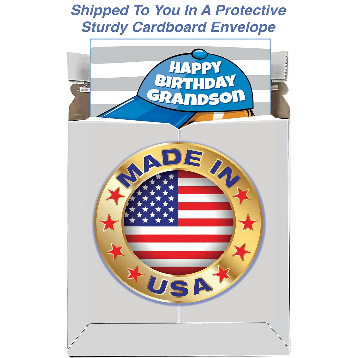 Grandson Birthday Card - Made In Chicago - Premium Card Stock, Envelope Included - 5" X 7.75" - Packaged In Extra Sturdy Mailer - 95747